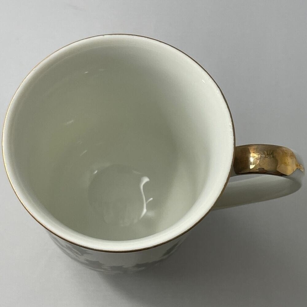 Christmas Footed Mug by RH Macy & Co All the Trimmings Holly Holiday‎ Gold Trim - Picture 6 of 7